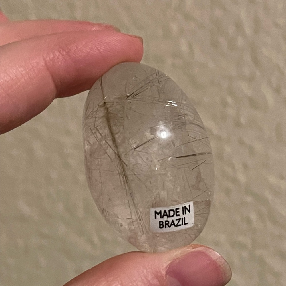 Rutilated Quartz polished lens from Brazil